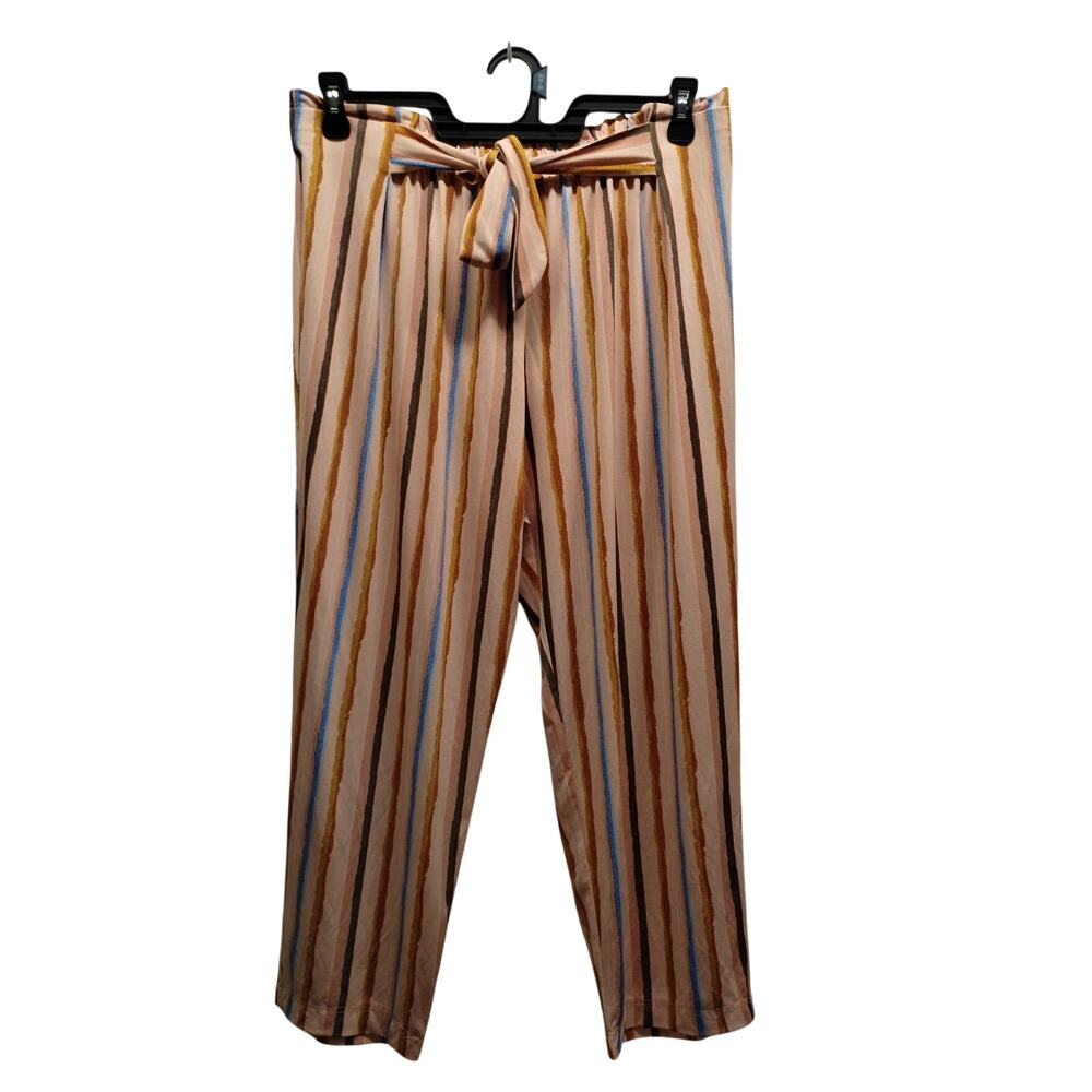 BCBGeneration NWT Size Large Riviera Stripe Multicolored Pull-On Paperbag Pants